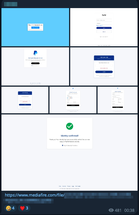 PayPal kit announcement on Telegram
